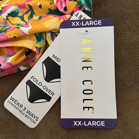 Anne Cole *NWT* Convertible High Waist Shirred Swim Bottom, Sunshine Floral - Picture 9 of 15